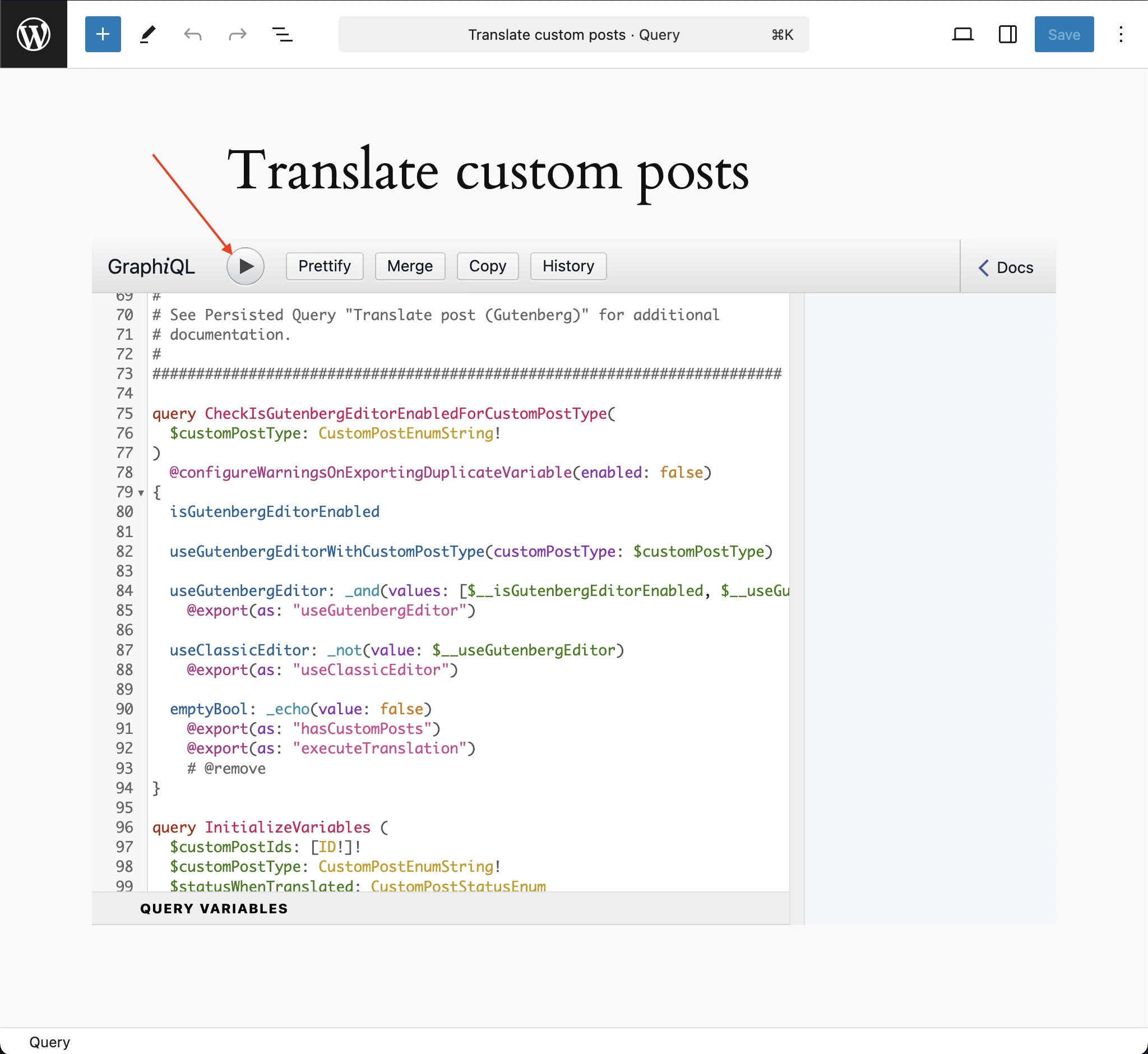 Редактирование записи Translate custom posts