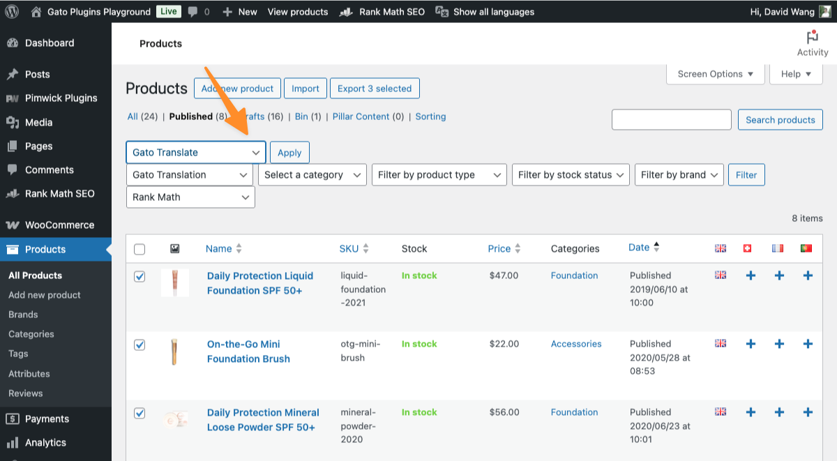 Массовый перевод продуктов WooCommerce