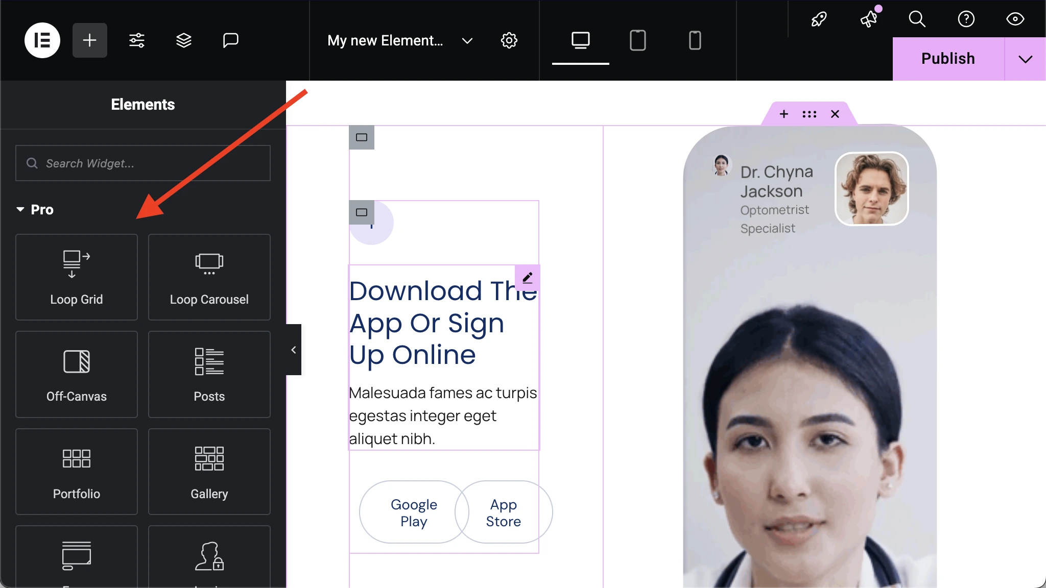 Виджеты Elementor